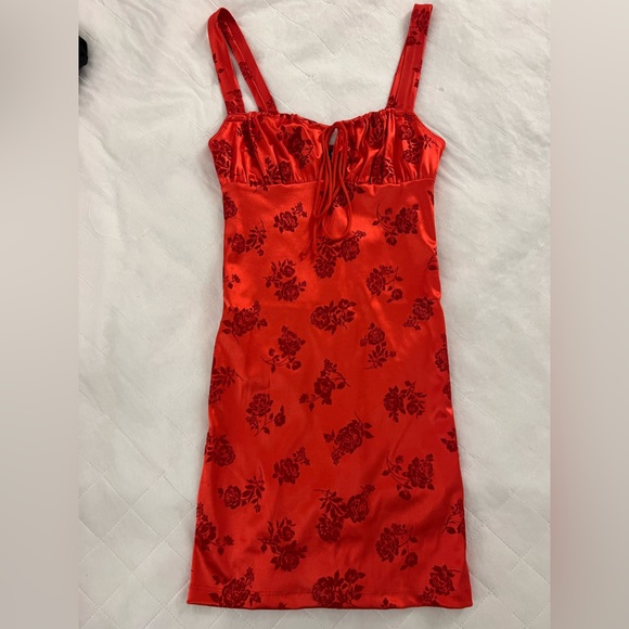 Motel Rocks - Red Silk Mini Dress - Picture 1 of 4